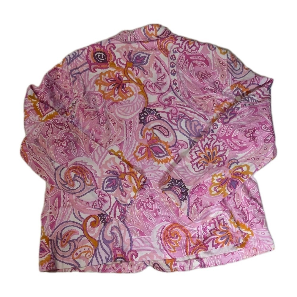 Coldwater Creek Pink Paisley Button Front Jacket Shirt XL Cotton Stretch - Picture 7 of 16
